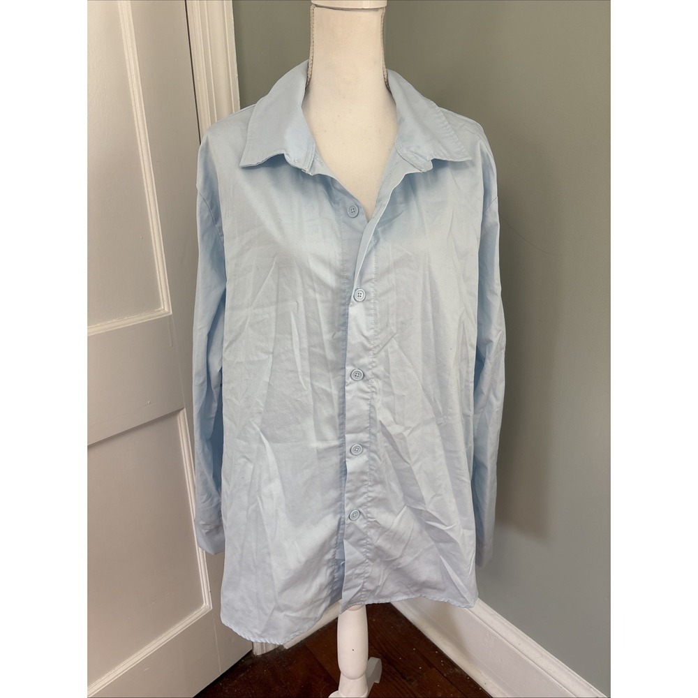 Bob Ross Shirt Mens Blue Licensed Button Up Long Sleeve Painting‎ Smock L/XL